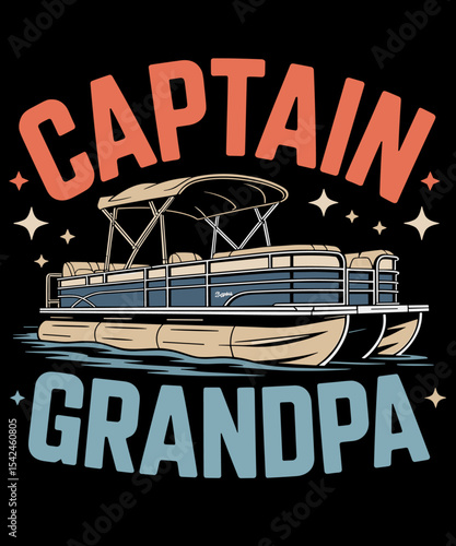 Grandpa Pontoon Boat Captain Vintage Nautical Boating Crew