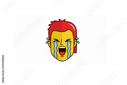 Crying with Laughter A Hilarious Cartoon Illustration of a Person's Emotional Expression