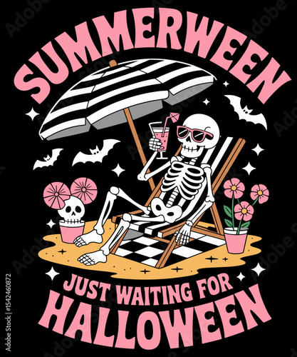 Summerween Just Waiting For Halloween Skeleton Beach