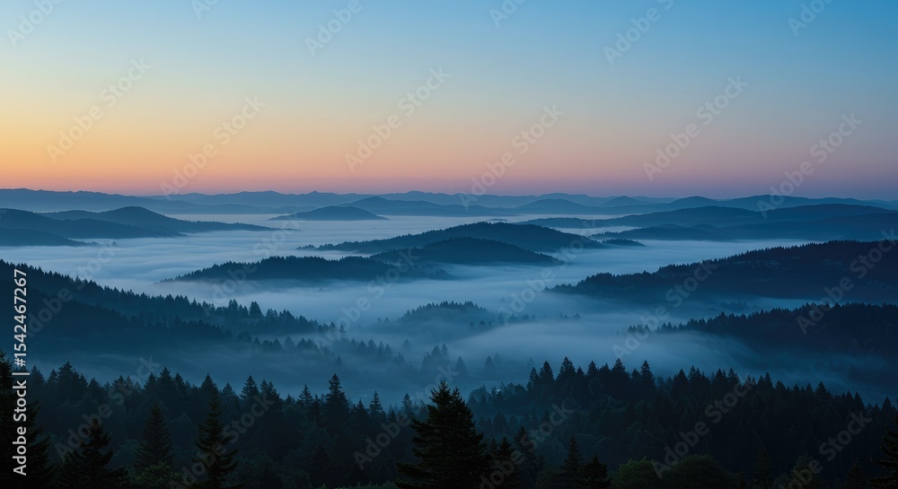 Obraz premium Misty mountain range at dawn