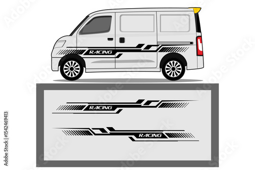 Abstract Car decal design vector. Graphic abstract stripe racing background kit designs for wrap vehicle, race car, rally, adventure and livery