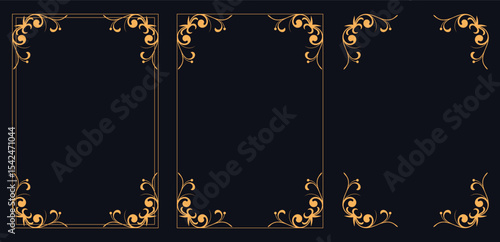 Corner frame, Set of vintage frames.Filigree frame corners. frames and borders in tarot style, magic and astrology decor,