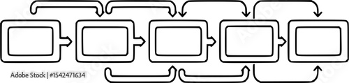 Flowchart depicting business process, project management, or strategic planning with diagram representation and iterative arrows.