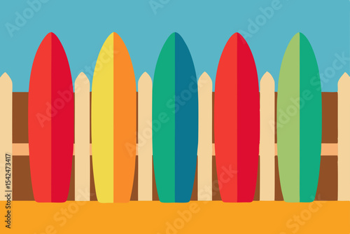 wooden fence with colored pencils