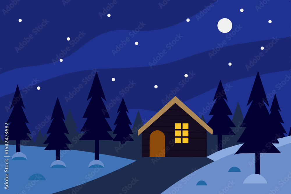 Fototapeta premium winter landscape with house