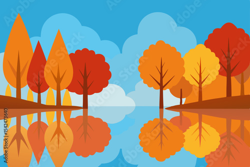 autumn landscape with trees and sky