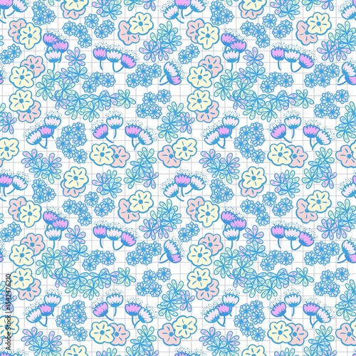 seamless pattern with colorful flowers illustration