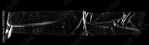 Photos transparent adhesive tape isolated on black background, with clipping path