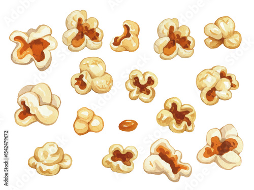Vector watercolor Popcorn / 水彩テイストのポップコーンイラスト