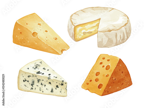 Vector watercolor cheese / 水彩テイストのチーズイラスト
