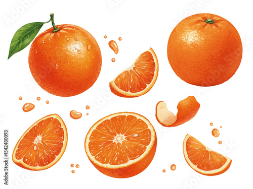 Vector watercolor Orange / 水彩テイストのオレンジイラスト