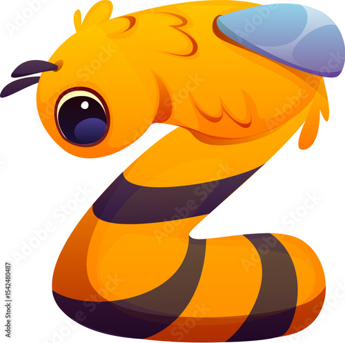 Honey font, working bee insect letter Z. Apiary harvest font sign, beekeeping farming vector type letter. Honey bee farm English alphabet typeset symbol or sweet honey agriculture kids ABC element