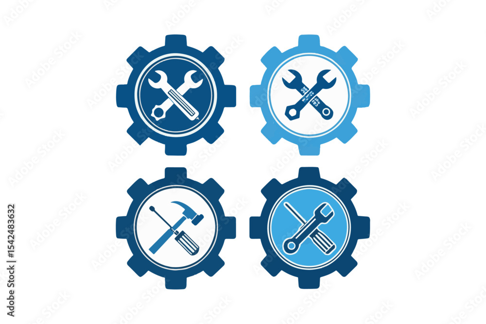 wrench and screwdriver. repair and service icon set for mechanical and industrial design wrench and screwdriver. repair and service icon set for mechanical and industrial design
