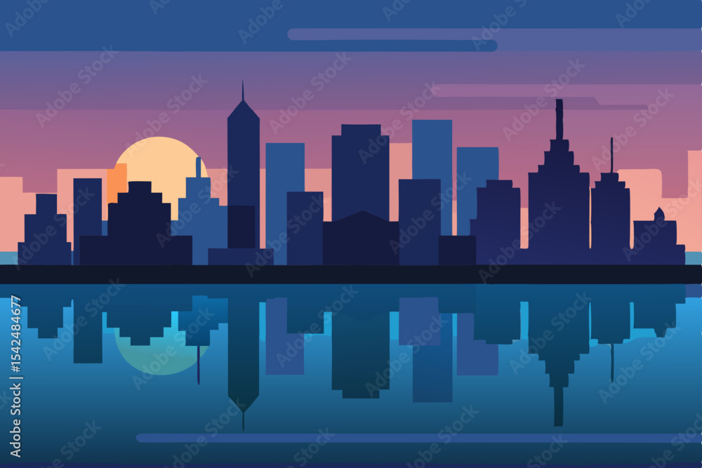 Obraz premium chicago skyline at sunset