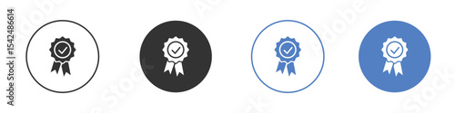 Accreditation icon collection for app in black and blue colors