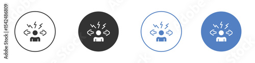 Anxiety icon collection for app in black and blue colors