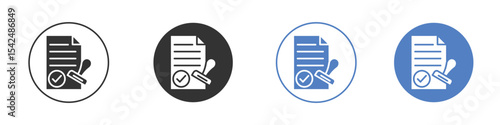 Approved document icon collection for app in black and blue colors