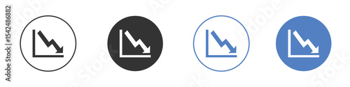 Arrow trend-down icon collection for app in black and blue colors
