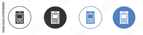 Atm icon collection for app in black and blue colors