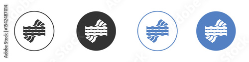 Bacon icon collection for app in black and blue colors