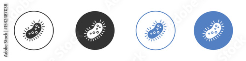 Bacteria icon collection for app in black and blue colors