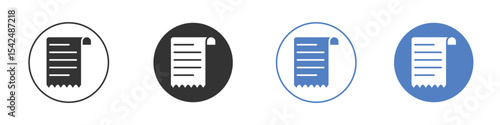 Bill icon collection for app in black and blue colors