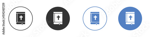 Bible icon collection for app in black and blue colors