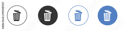 Bin icon collection for app in black and blue colors