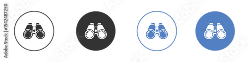 Binoculars icon collection for app in black and blue colors