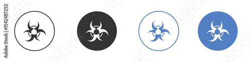 Biohazard icon collection for app in black and blue colors