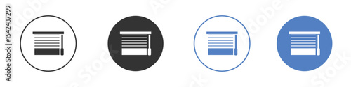 Blinds open icon collection for app in black and blue colors