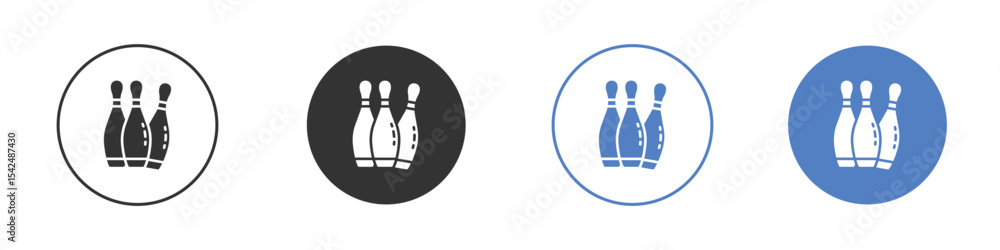 Fototapeta premium Bowling pins icon collection for app in black and blue colors