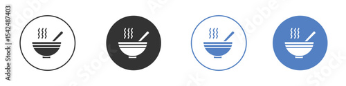 Bowl of soup icon collection for app in black and blue colors