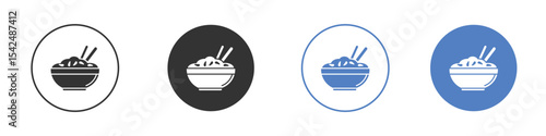 Bowl rice icon collection for app in black and blue colors