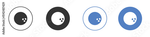 Bowling ball icon collection for app in black and blue colors