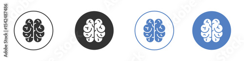 Brain icon collection for app in black and blue colors
