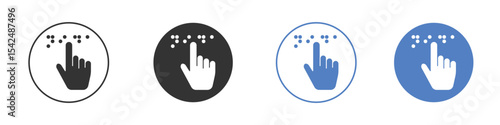 Braille icon collection for app in black and blue colors