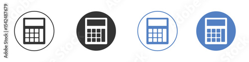 Calculator icon collection for app in black and blue colors