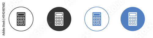 Calculator icon collection for app in black and blue colors