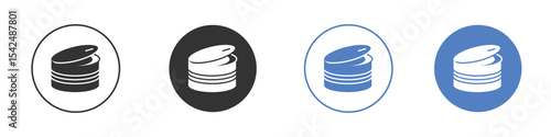 Canned food icon collection for app in black and blue colors