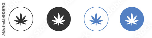 Cannabis icon collection for app in black and blue colors