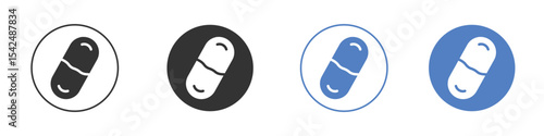 Capsules icon collection for app in black and blue colors