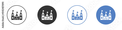 Castle icon collection for app in black and blue colors