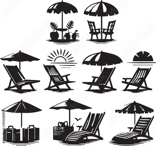  Beach chair silhouettes collection
