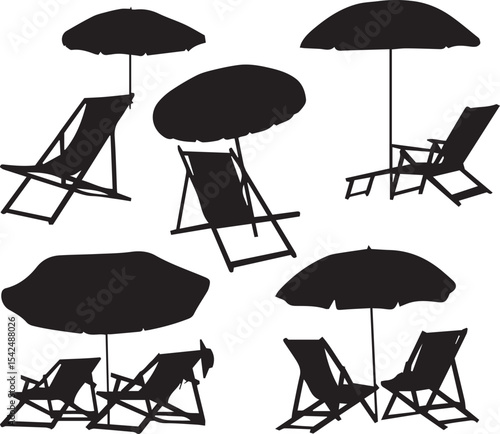  Beach chair silhouettes collection