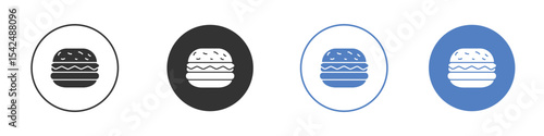 Cheese burger icon collection for app in black and blue colors