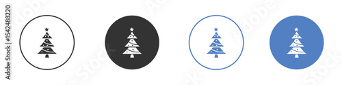 Christmas tree icon collection for app in black and blue colors
