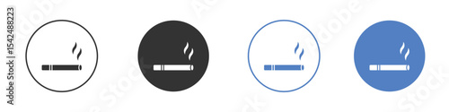 Cigarette icon collection for app in black and blue colors
