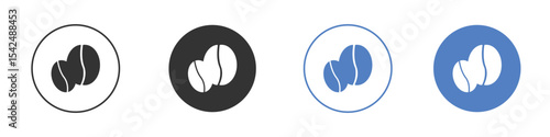 Coffee beans icon collection for app in black and blue colors