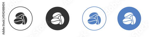 Coffee Bean icon collection for app in black and blue colors